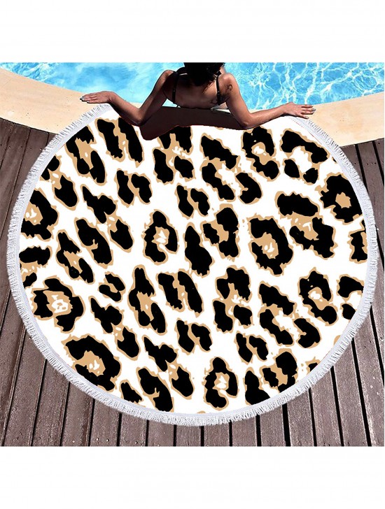 Leopard Print Round Beach Towel